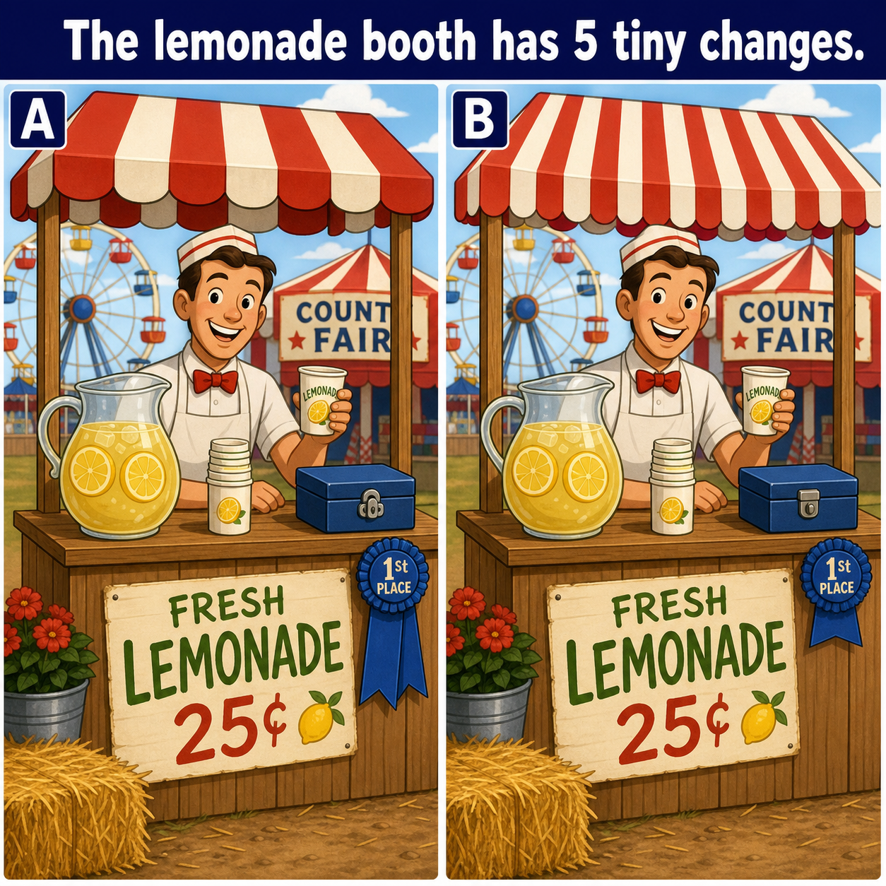 The Lemonade Booth Has 5 Tiny Changes: Answer
