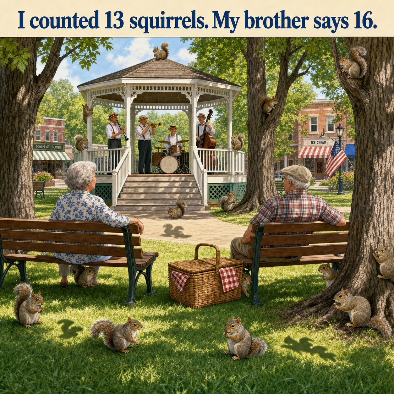 Answer: How Many Squirrels Are at the Bandstand?