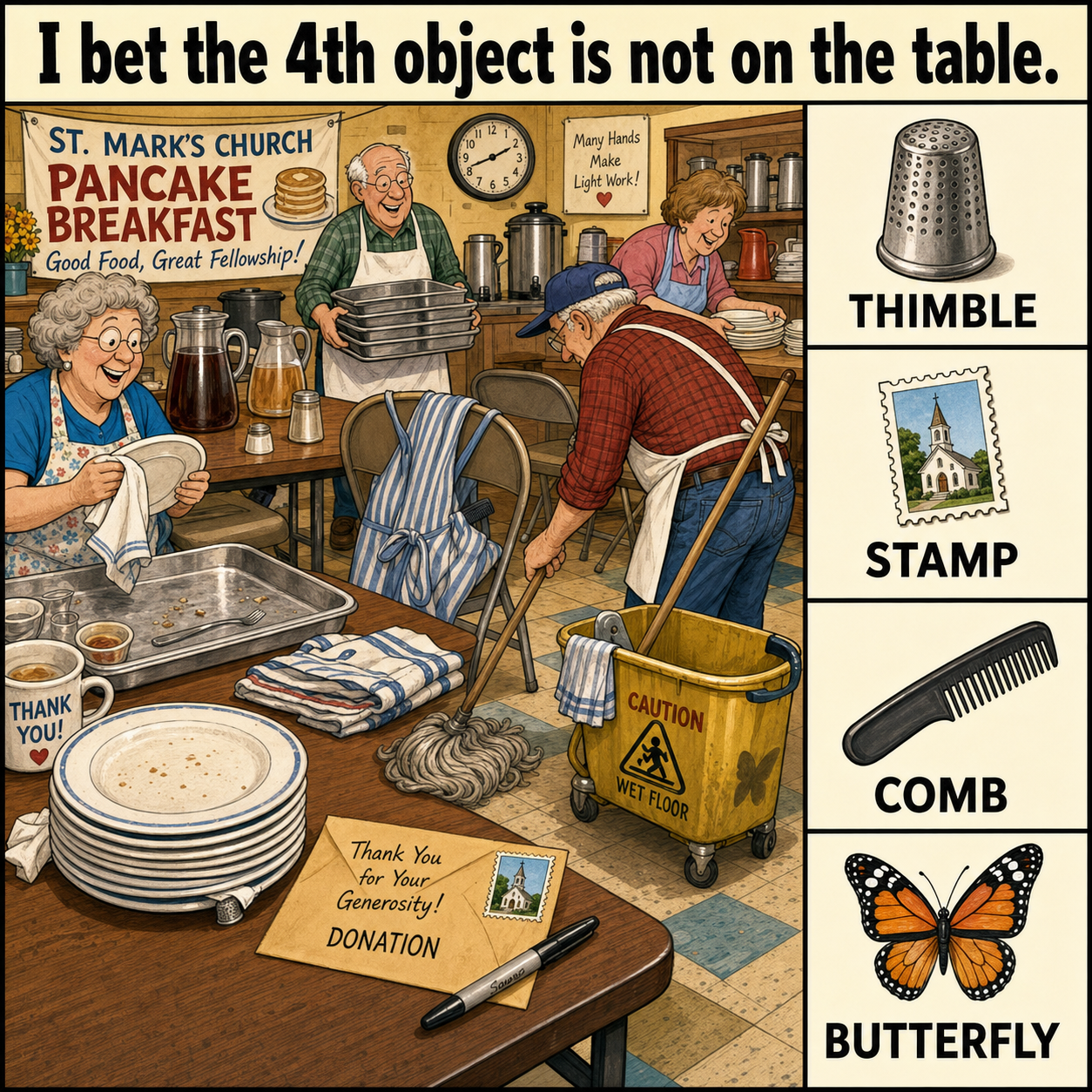 Can You Find All 4 Objects at the Pancake Breakfast?