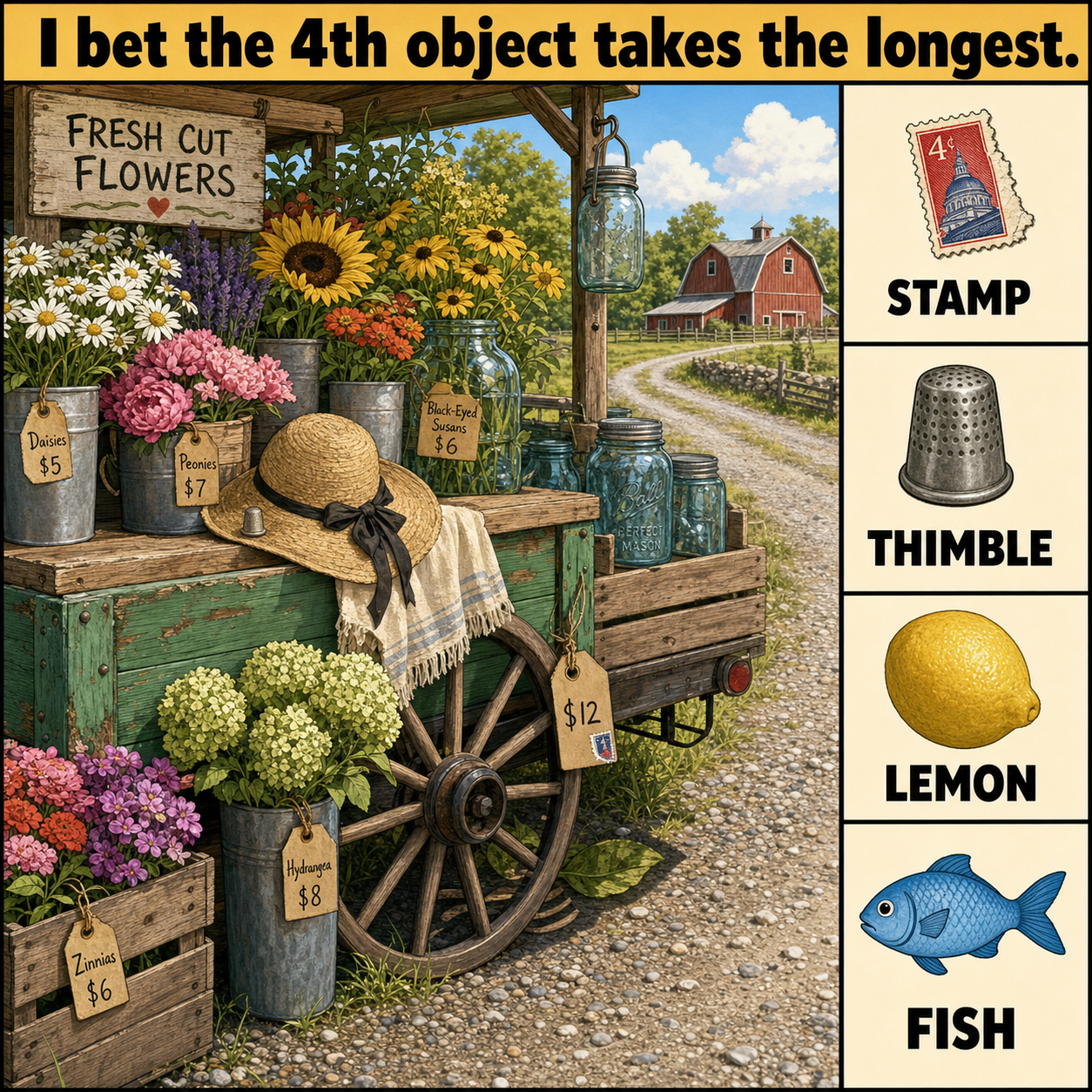 Can You Find All 4 Objects at the Flower Wagon?