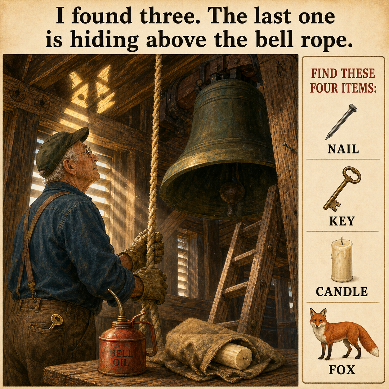 Can You Find All 4 Objects in the Church Bell Loft?