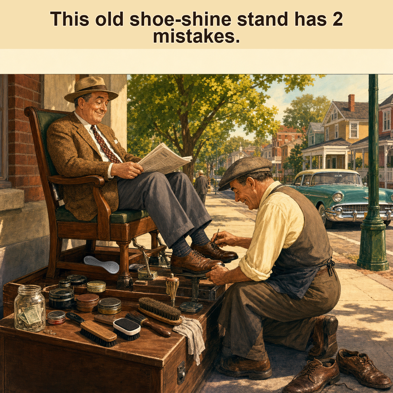 Two Mistakes at This Old Shoe-Shine Stand: Answer