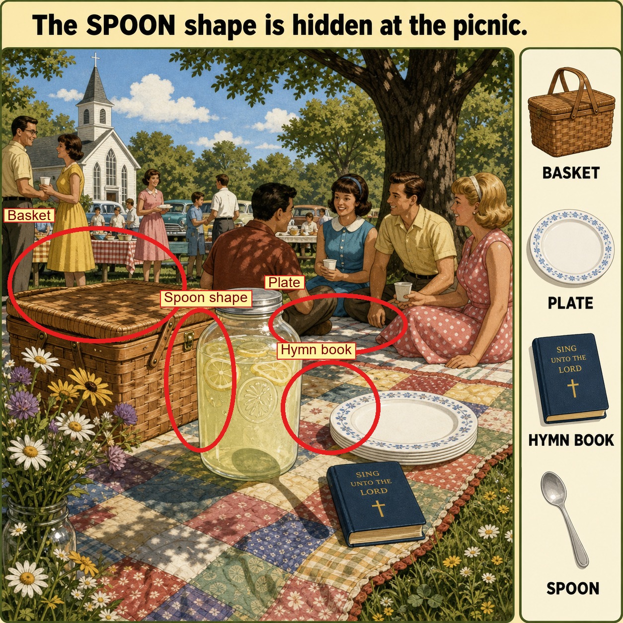 Can You Find the Spoon Shape at the Picnic? answer image