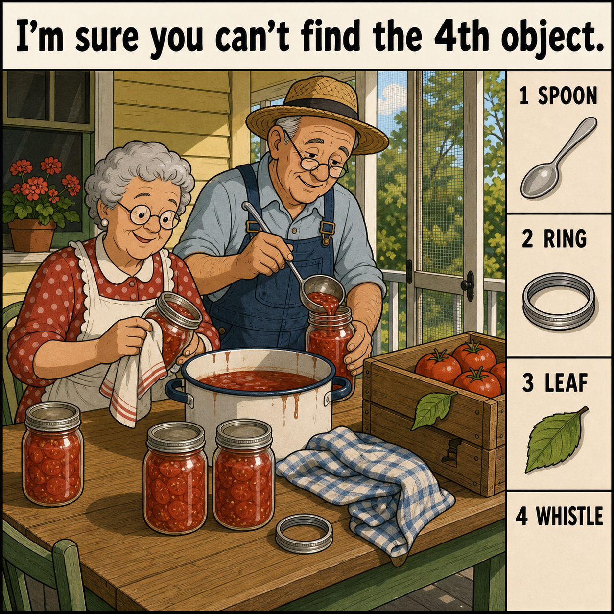 Can You Find All 4 Objects on the Canning Porch?