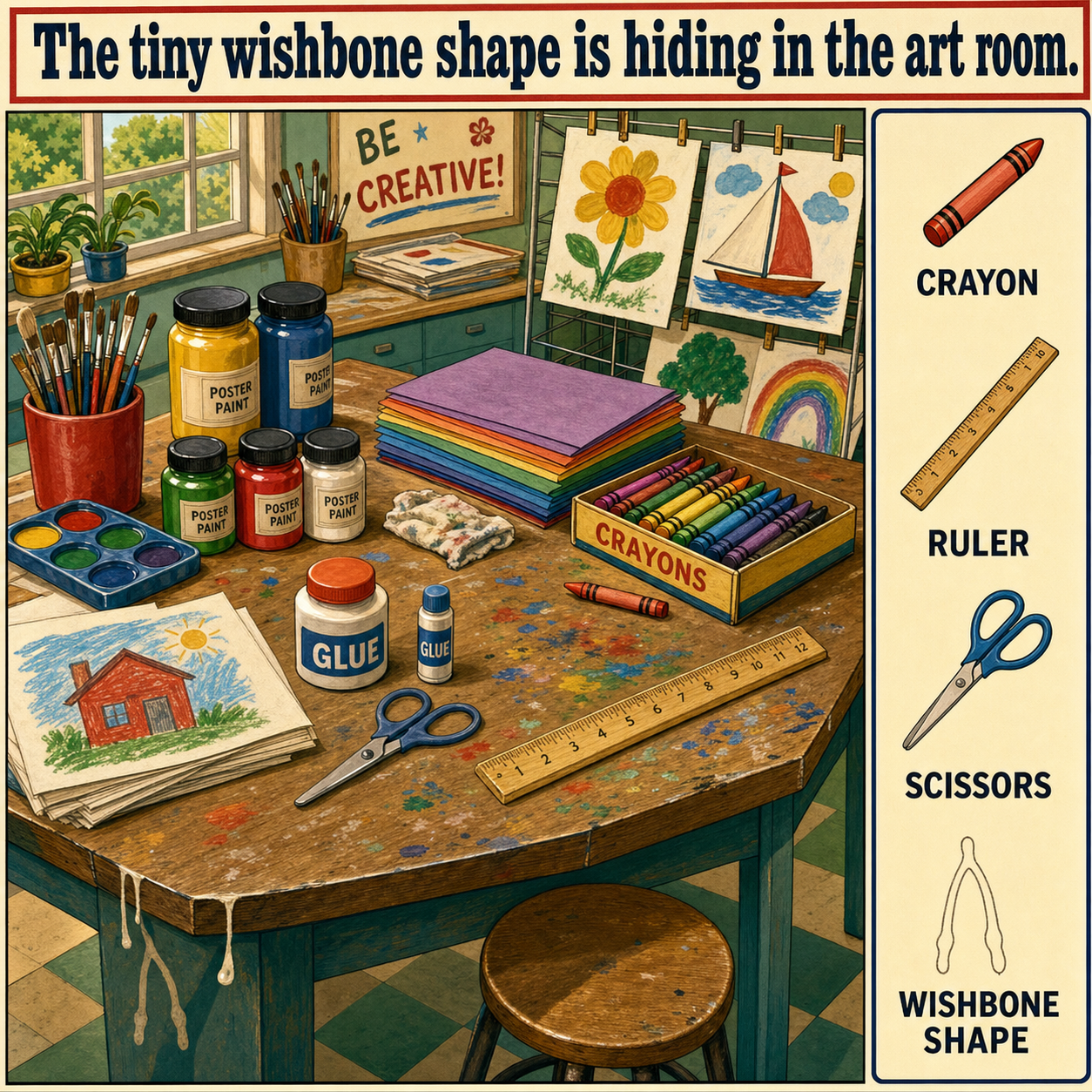 Can You Find the Wishbone Shape in the Art Room?