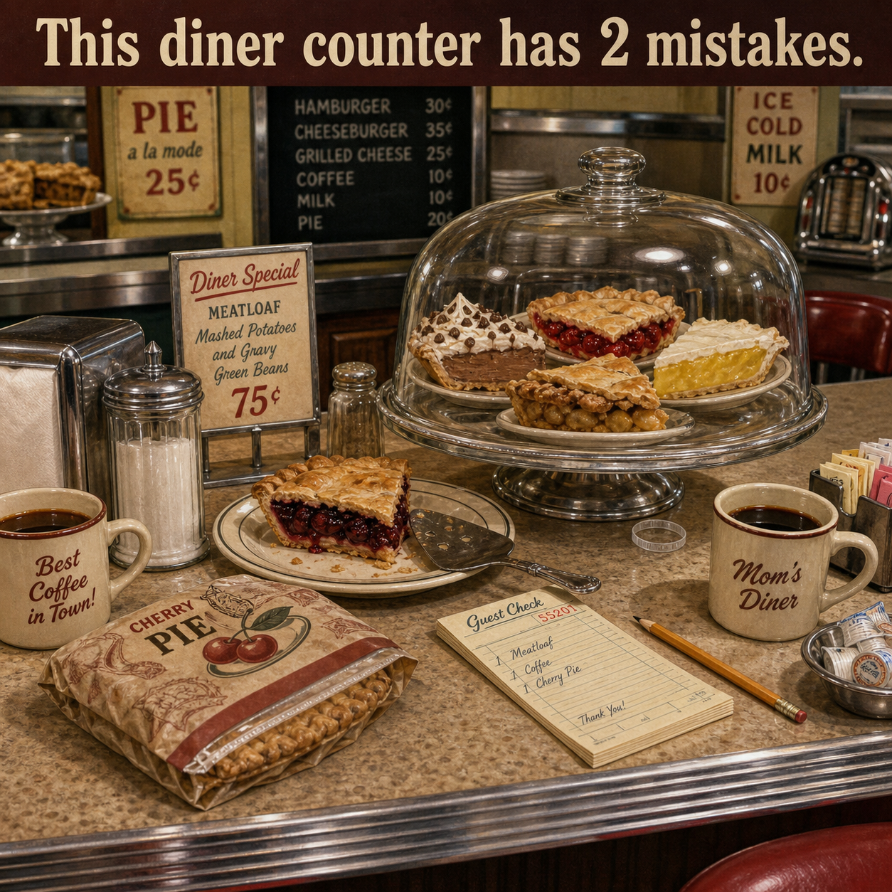 Two Mistakes at This Diner Counter: Answer
