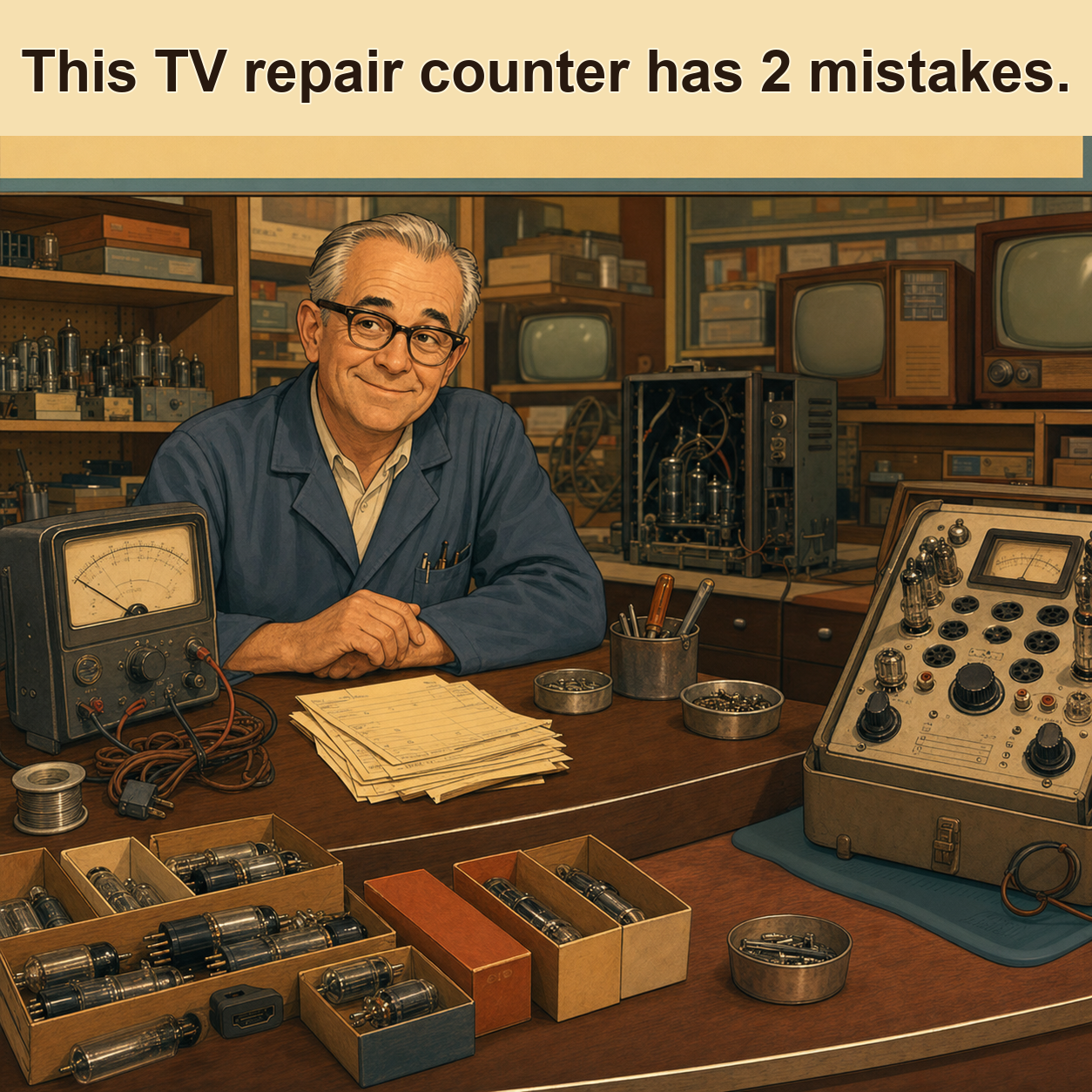 Two Mistakes on This TV Repair Counter: Answer