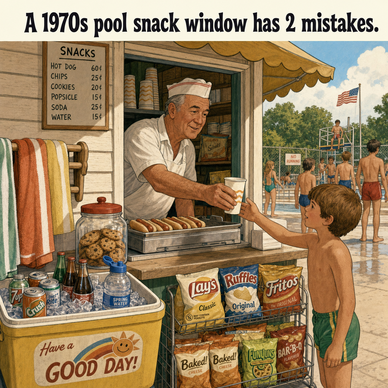 Two Mistakes at This 1970s Pool Snack Window: Answer