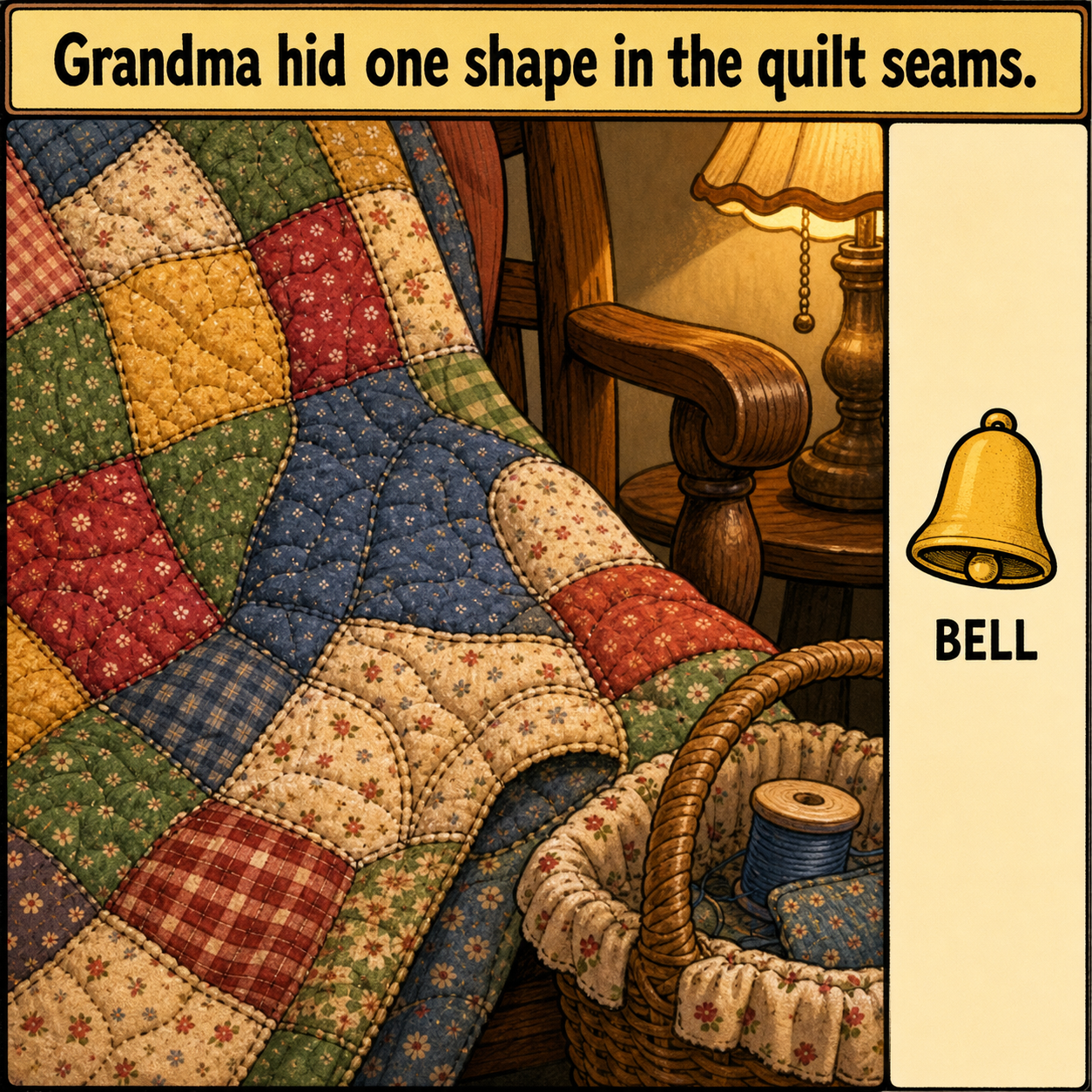 Can You Find the Hidden Bell in the Quilt Seams?