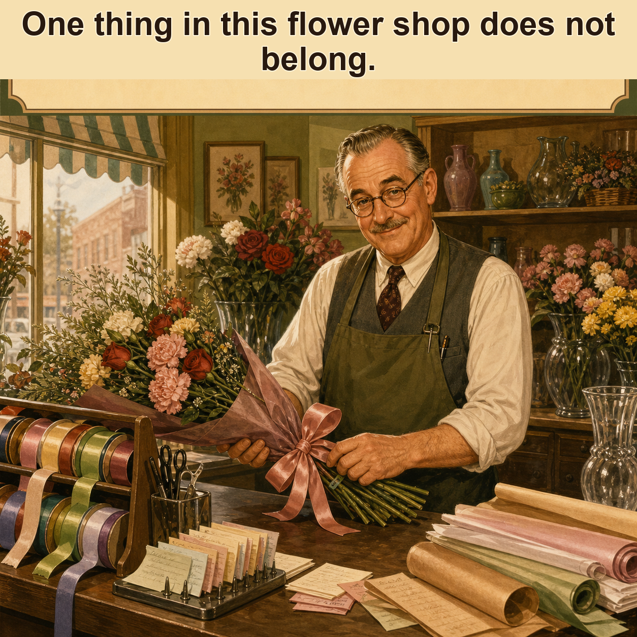 One Thing Does Not Belong in This Flower Shop: Answer