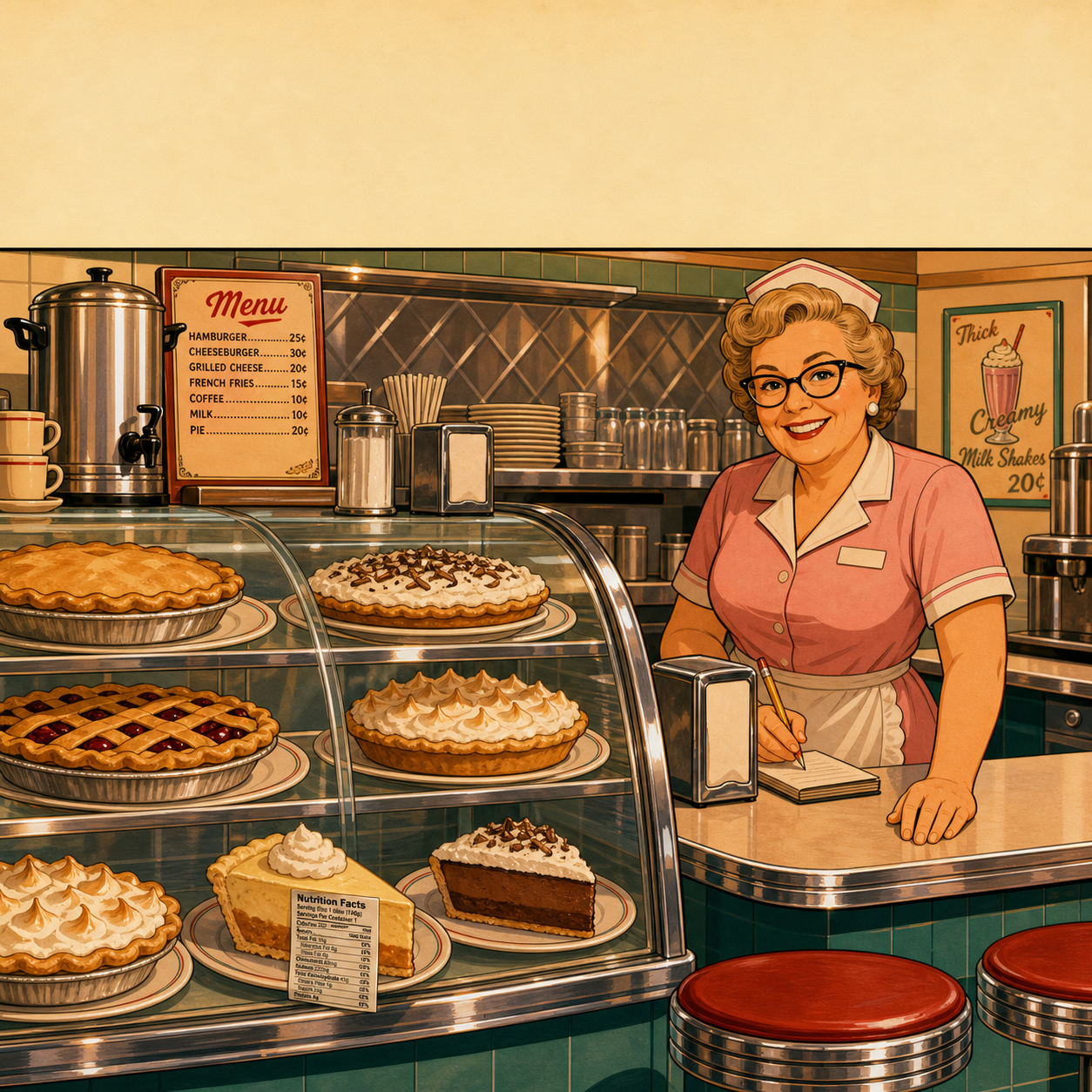 One Thing Does Not Belong in This Diner Pie Case: Answer
