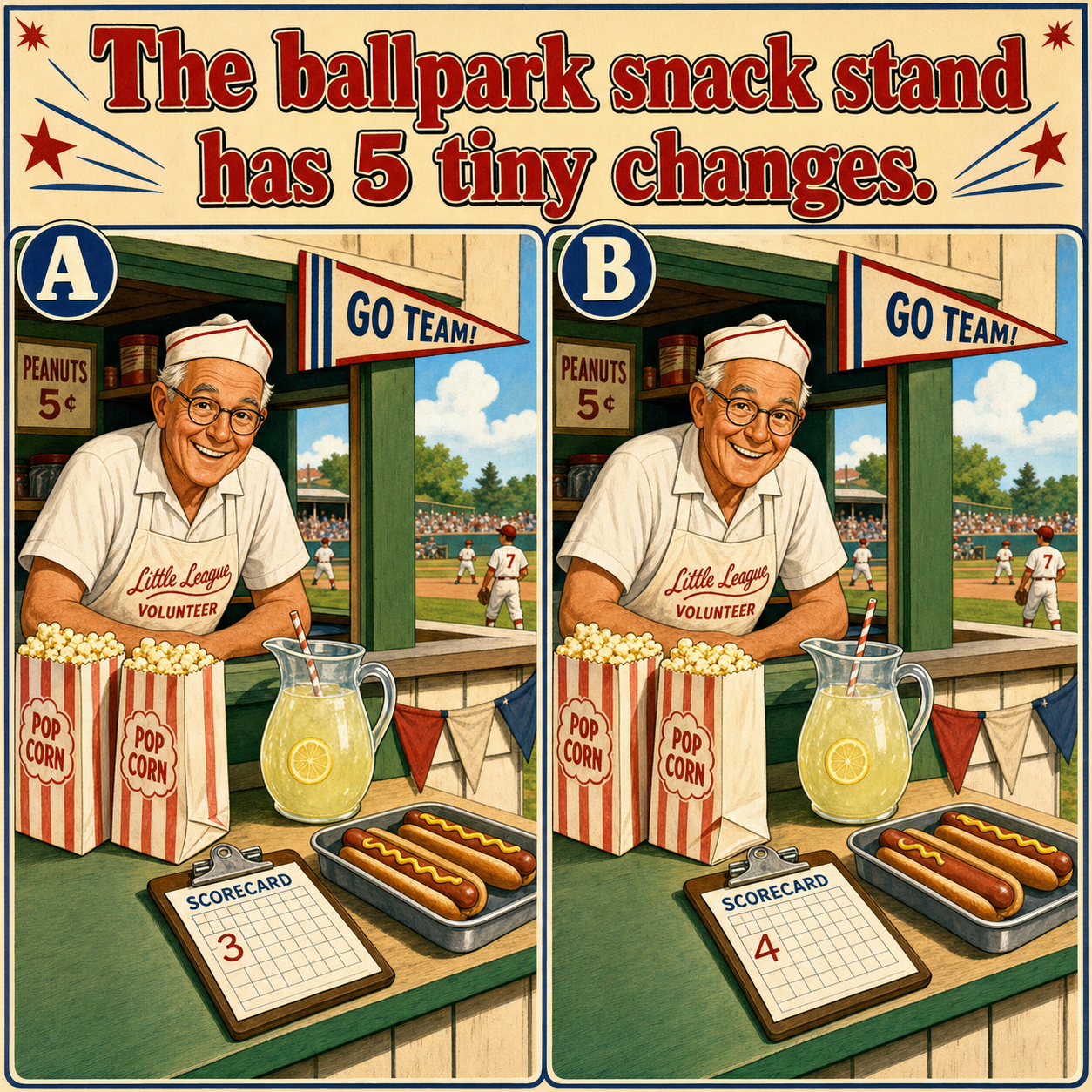 The Ballpark Snack Stand Has 5 Tiny Changes: Answer