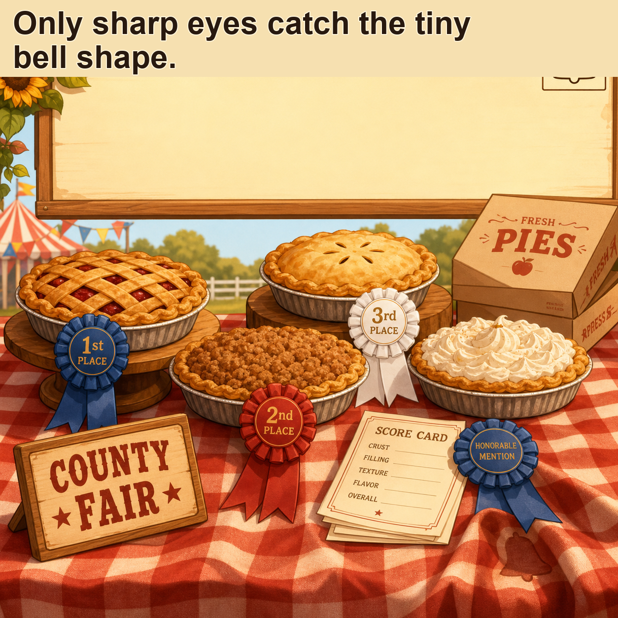 Can You Find the Tiny Bell Shape at the Pie Table?