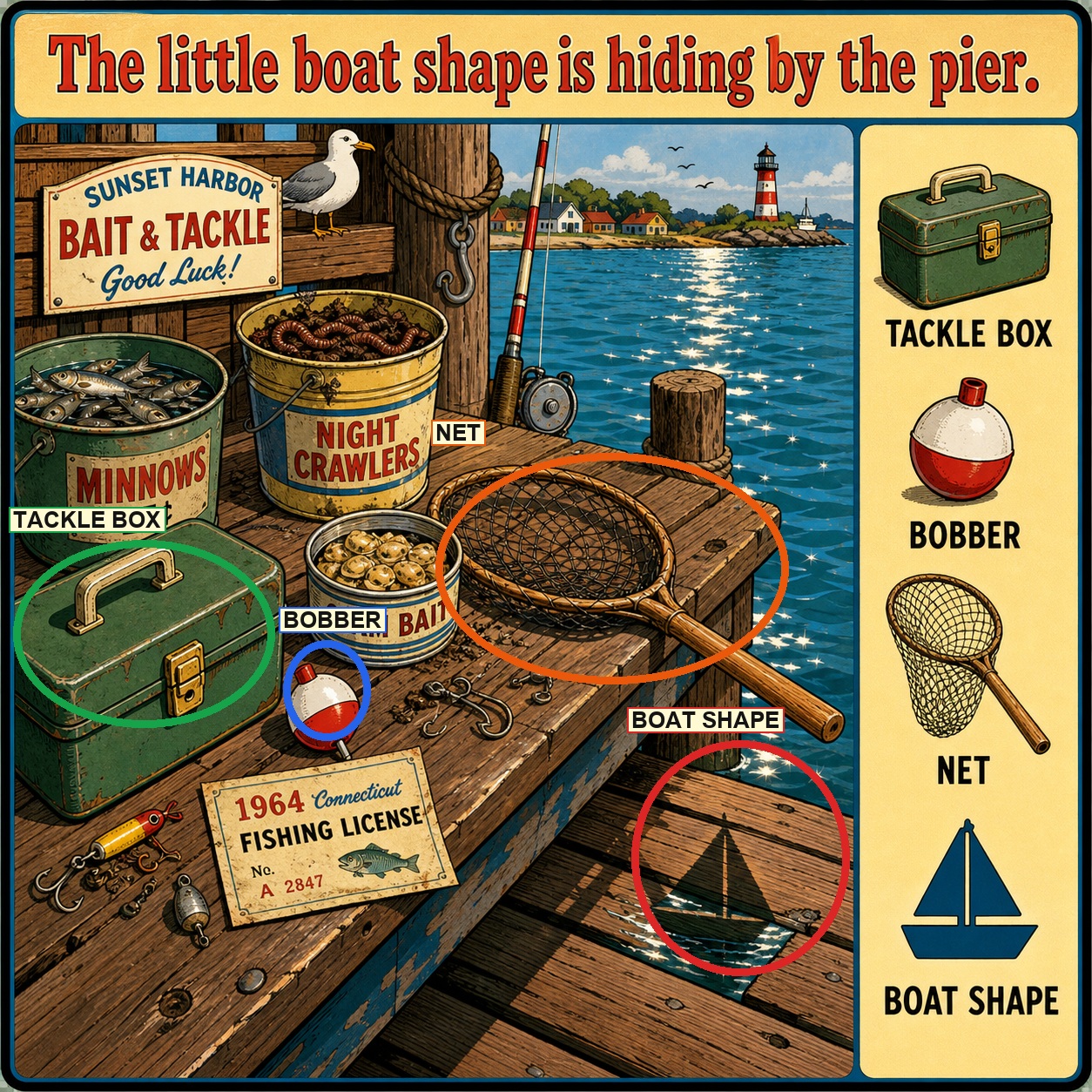 Can You Find the Boat Shape by the Pier? answer image