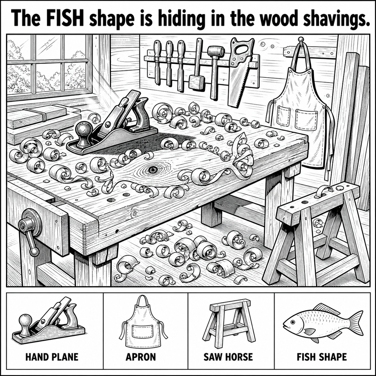 Can You Find the Fish Shape in the Wood Shavings?