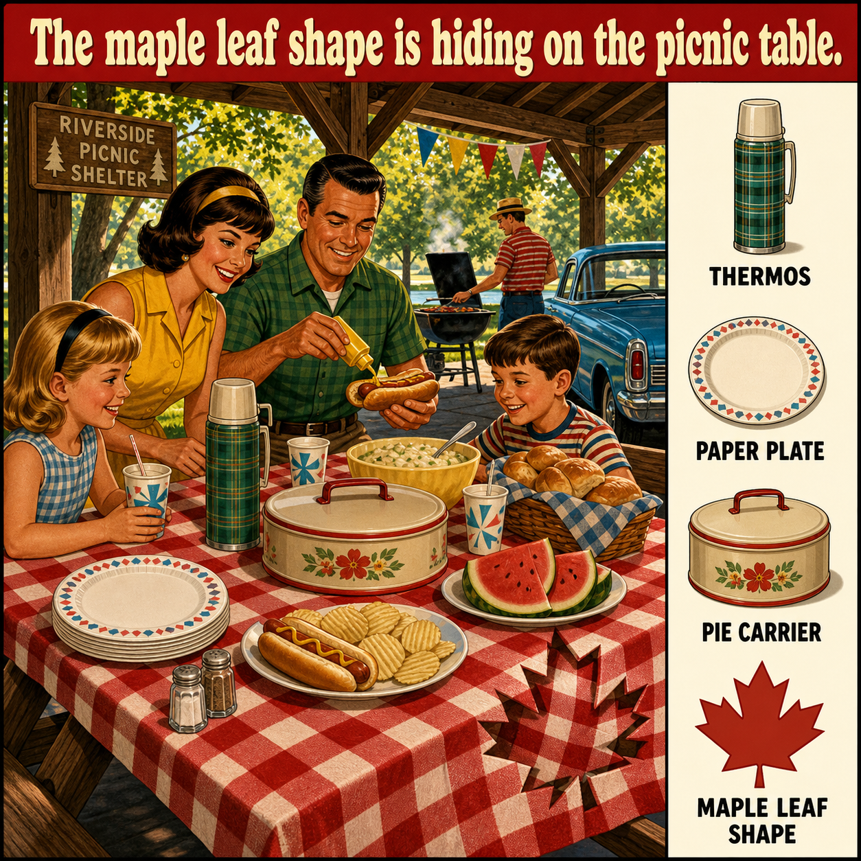 Can You Find the Maple Leaf Shape on the Picnic Table?