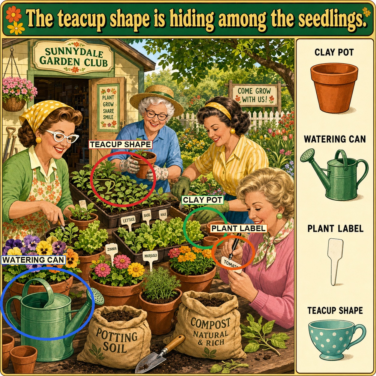 Can You Find the Teacup Shape Among the Seedlings? answer image