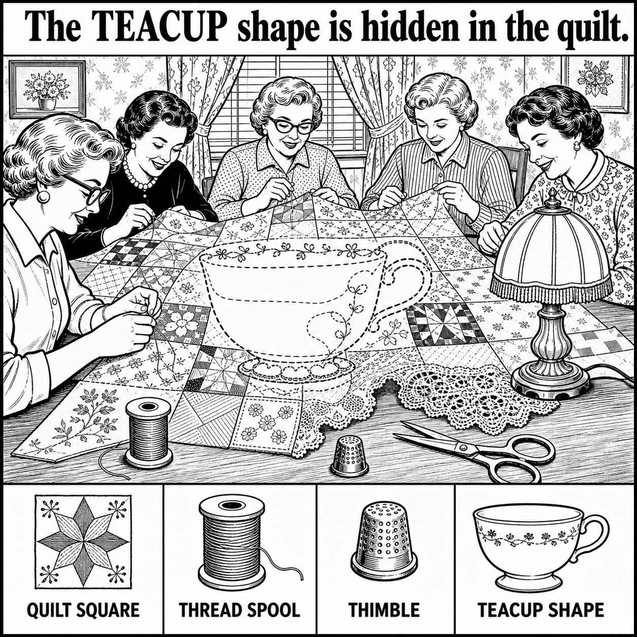 Can You Find the Teacup Shape in the Quilt?