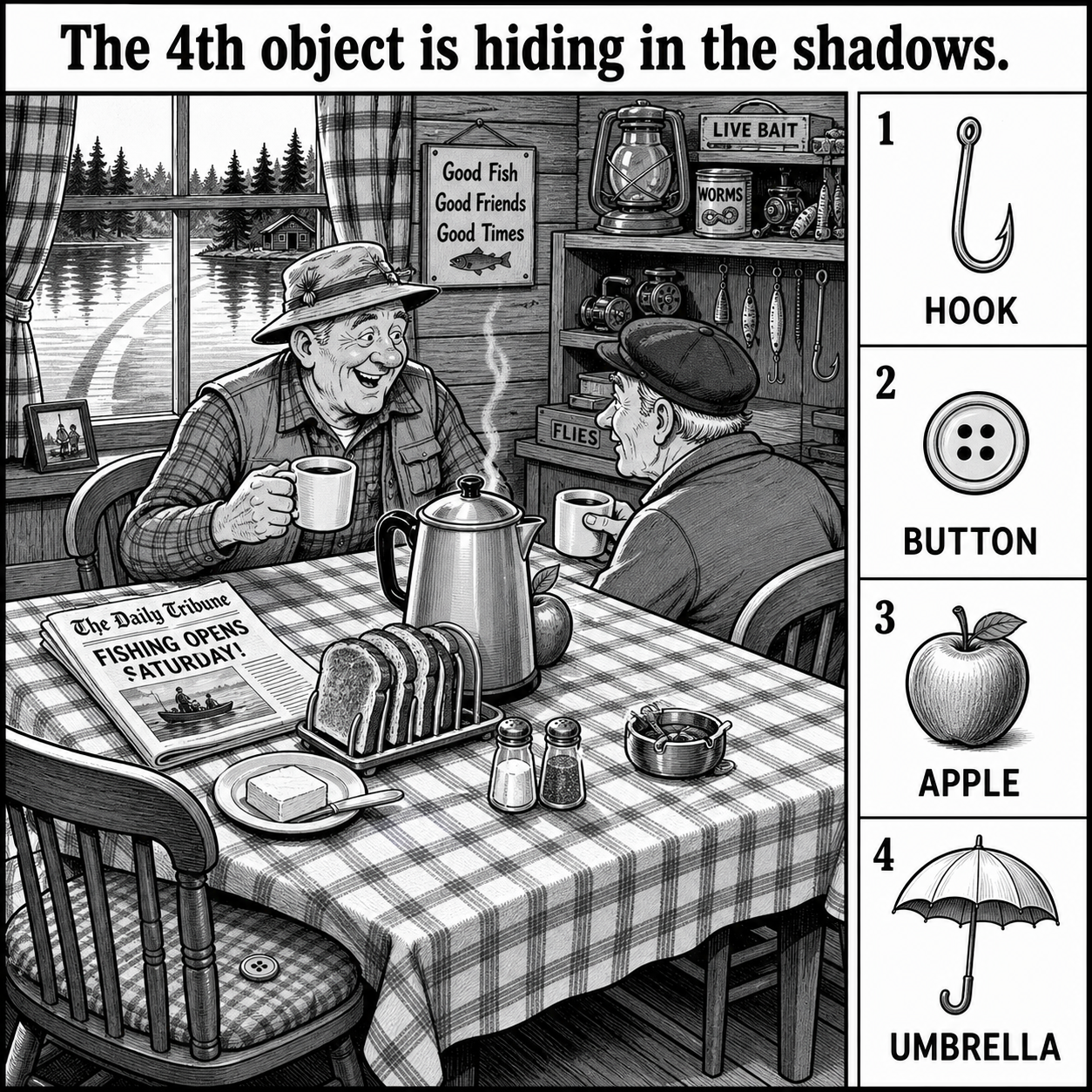 Can You Find All 4 Objects in the Fishing Lodge?