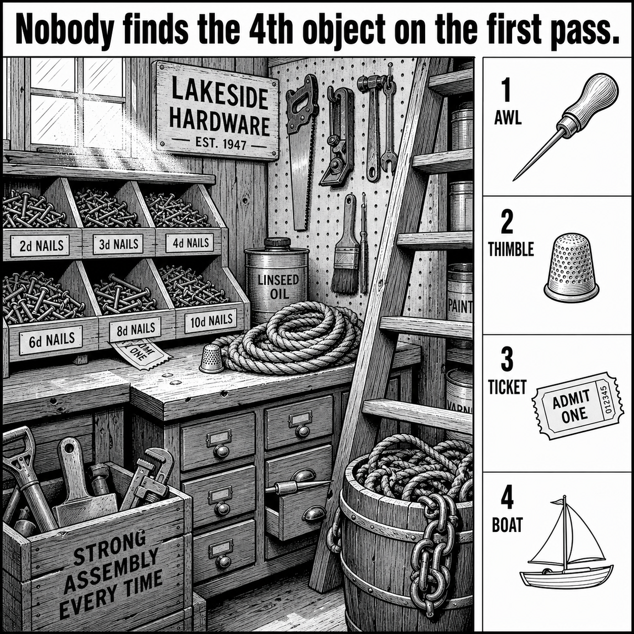 Can You Find All 4 Objects in the Hardware Store?
