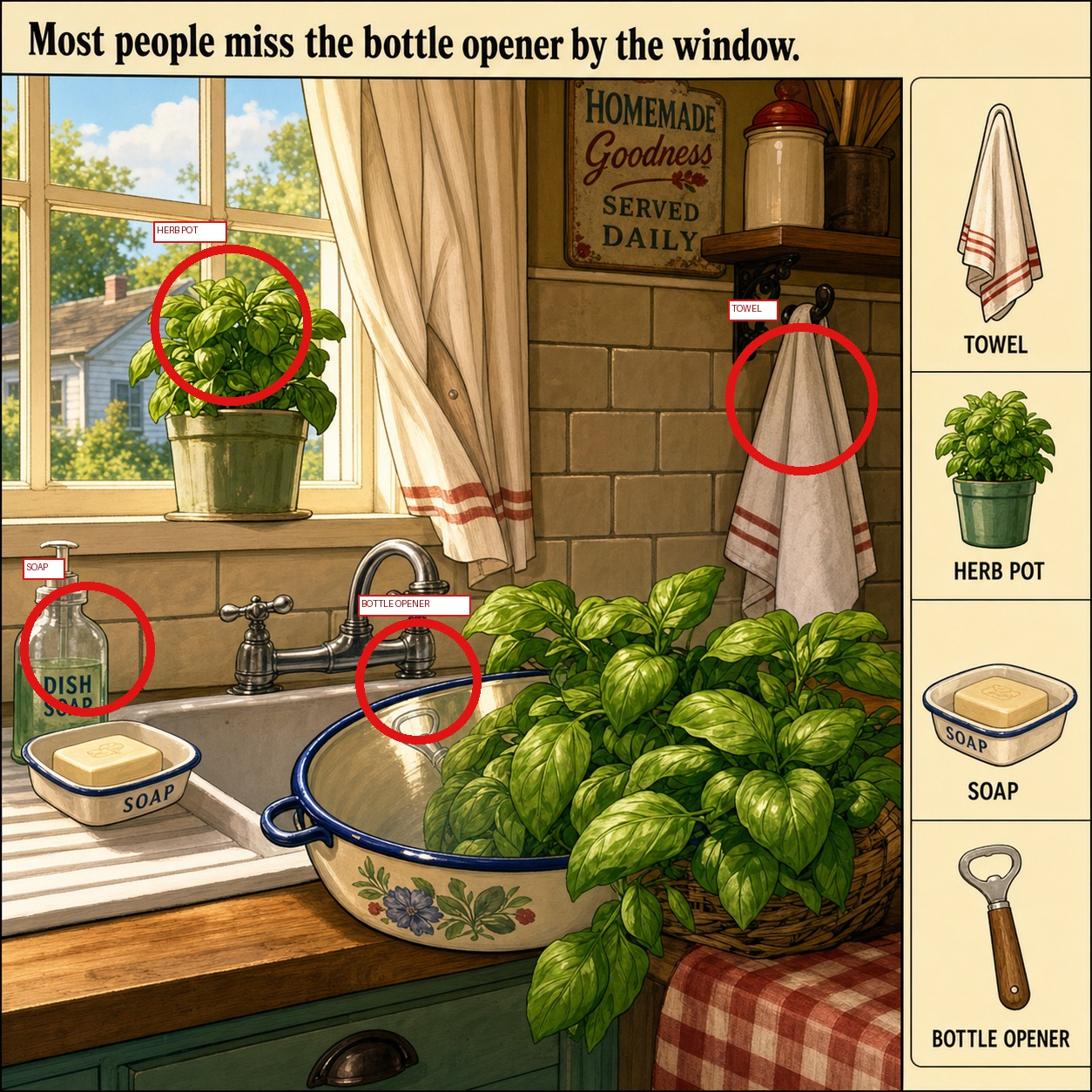 Can You Find the Hidden Bottle Opener by the Kitchen Window? answer image