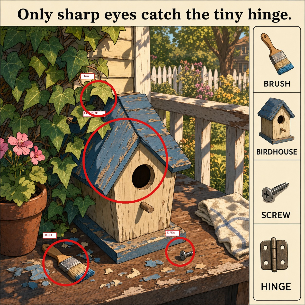 Can You Find the Hidden Hinge on the Birdhouse? answer image