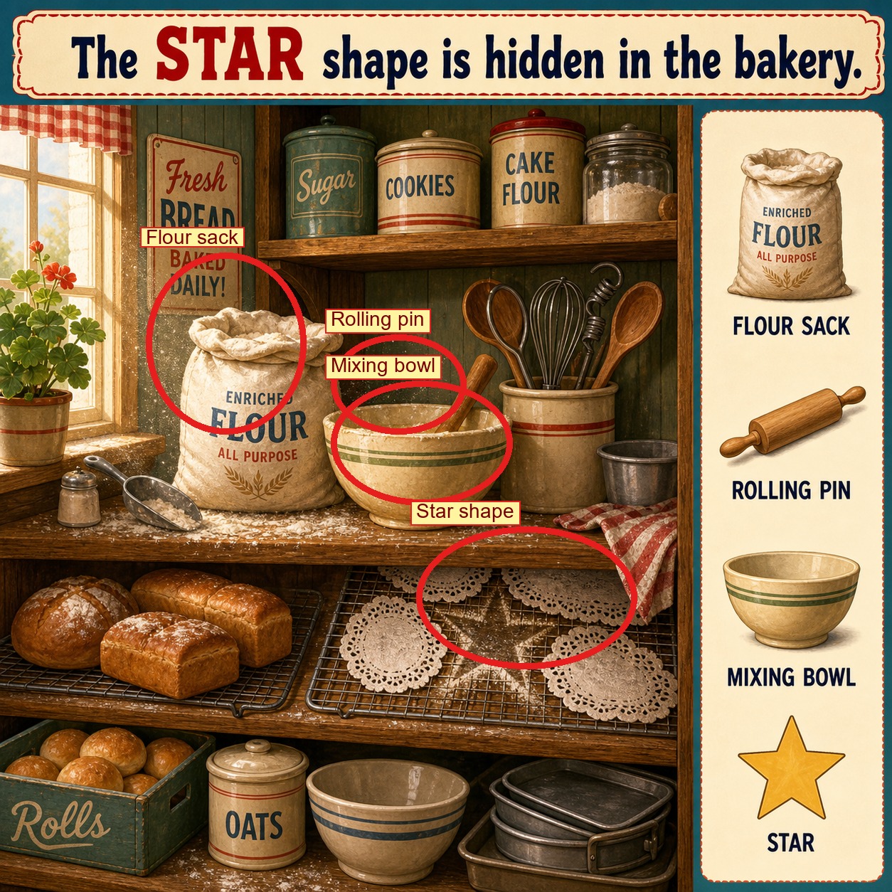 Can You Find the Star Shape in the Bakery? answer image