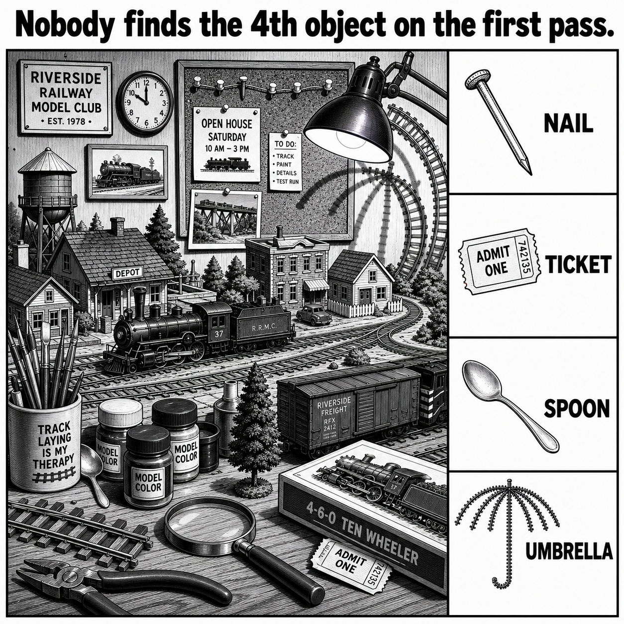 Can You Find All 4 Objects in the Railway Model Club?