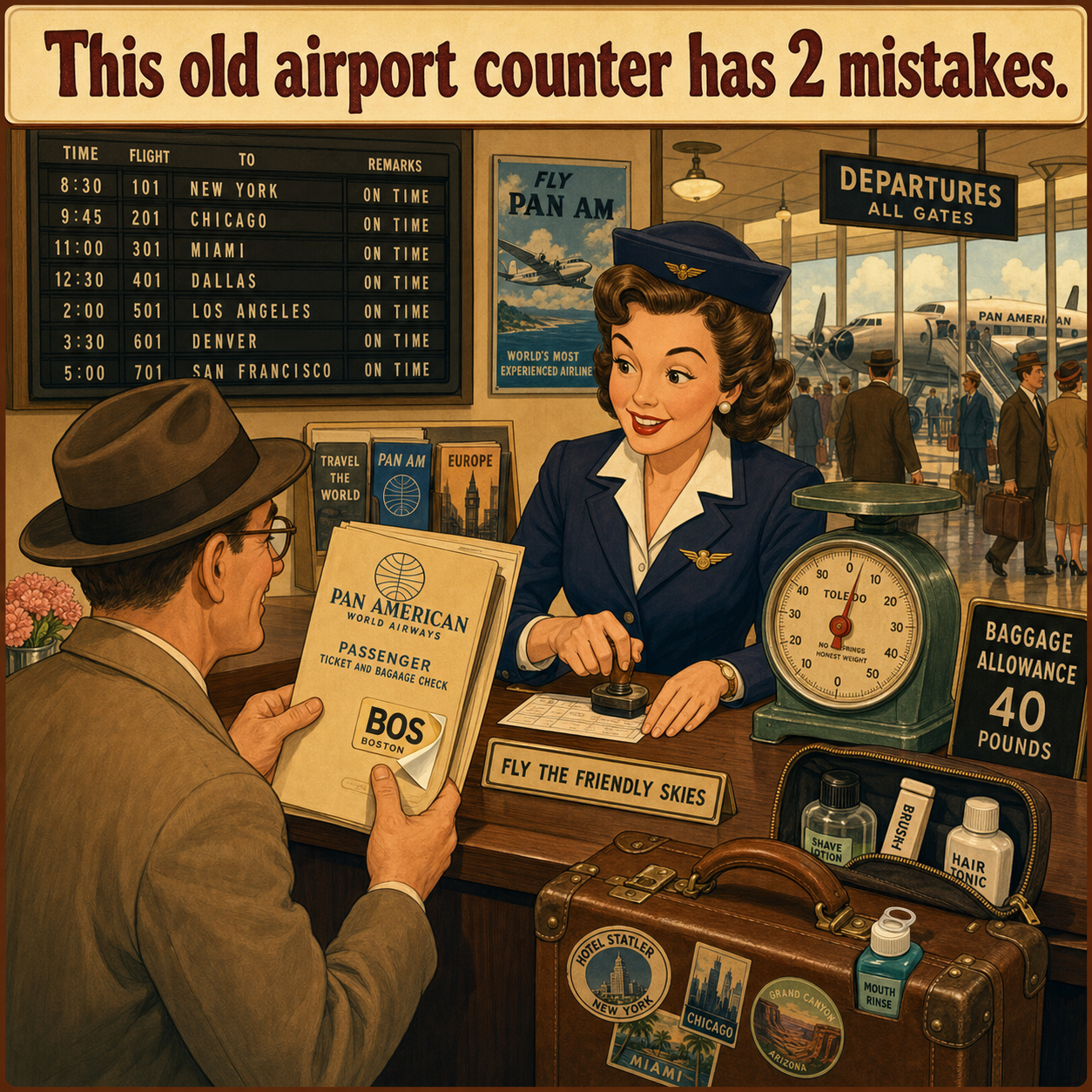 Two Mistakes at This Old Airport Counter: Answer