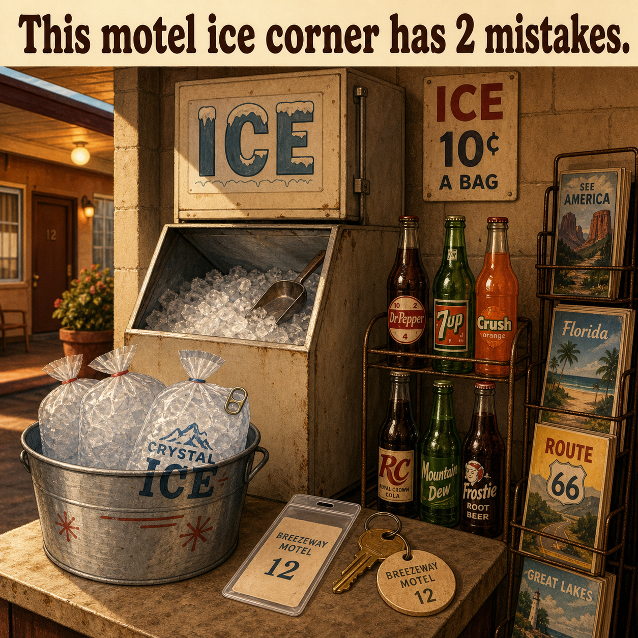 Two Mistakes in This Motel Ice Corner: Answer