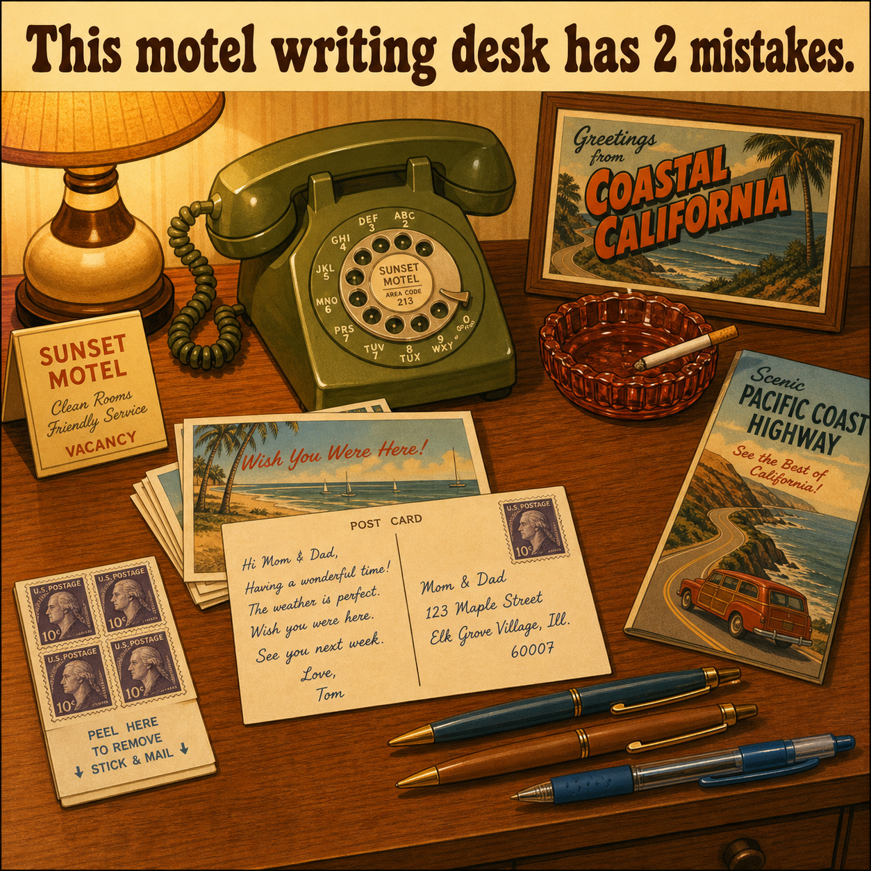 Two Mistakes at This Motel Writing Desk: Answer