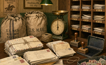 One Thing Does Not Belong on This Old Post Office Table: Answer