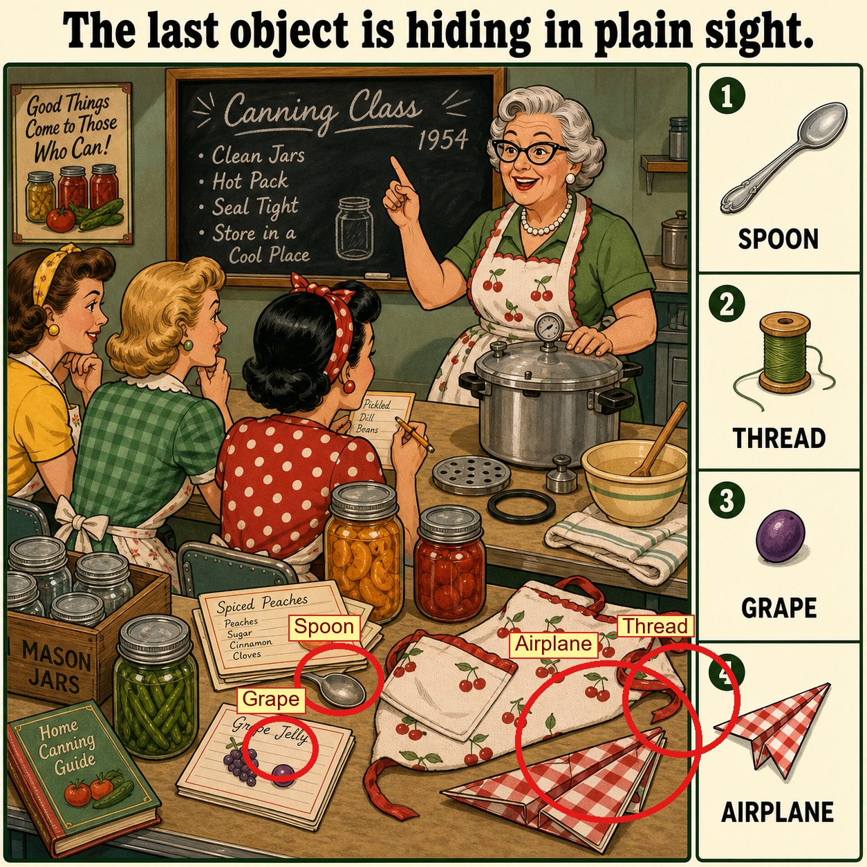 Can You Find All 4 Objects in the Canning Class? answer image