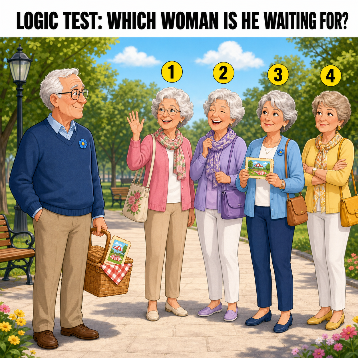 Which Woman Is He Waiting For? Logic Test Answer