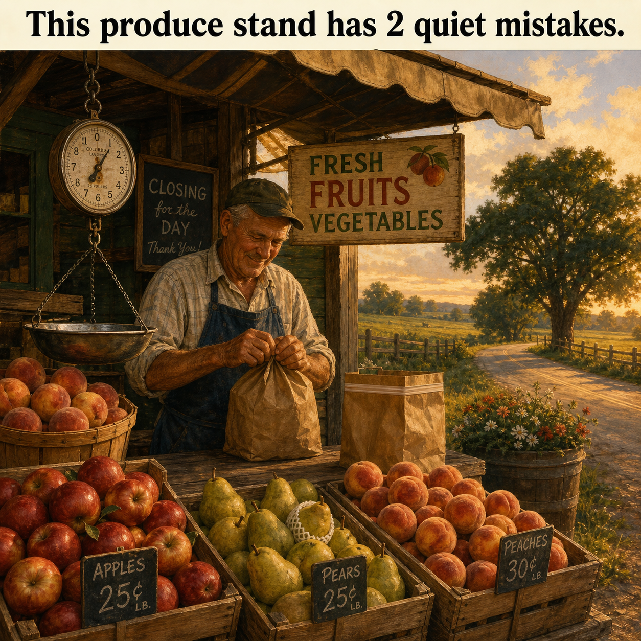 Two Quiet Mistakes at This 1950s Produce Stand