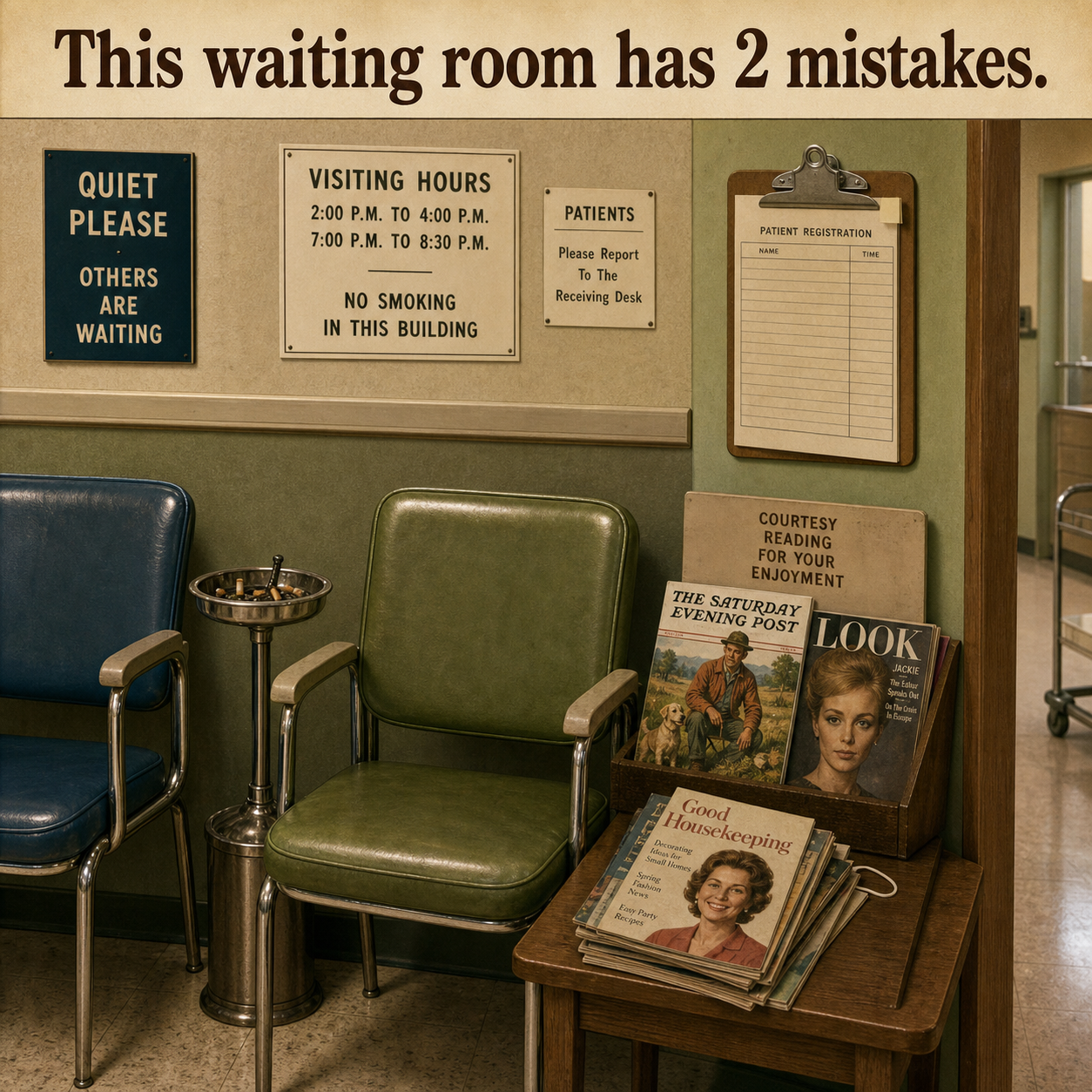 Two Mistakes in This 1960s Waiting Room