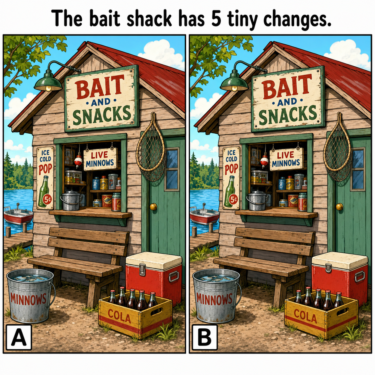 The Bait Shack Has 5 Tiny Changes: Answer