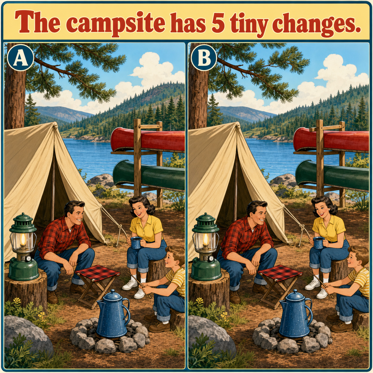 The Campsite Has 5 Tiny Changes: Answer