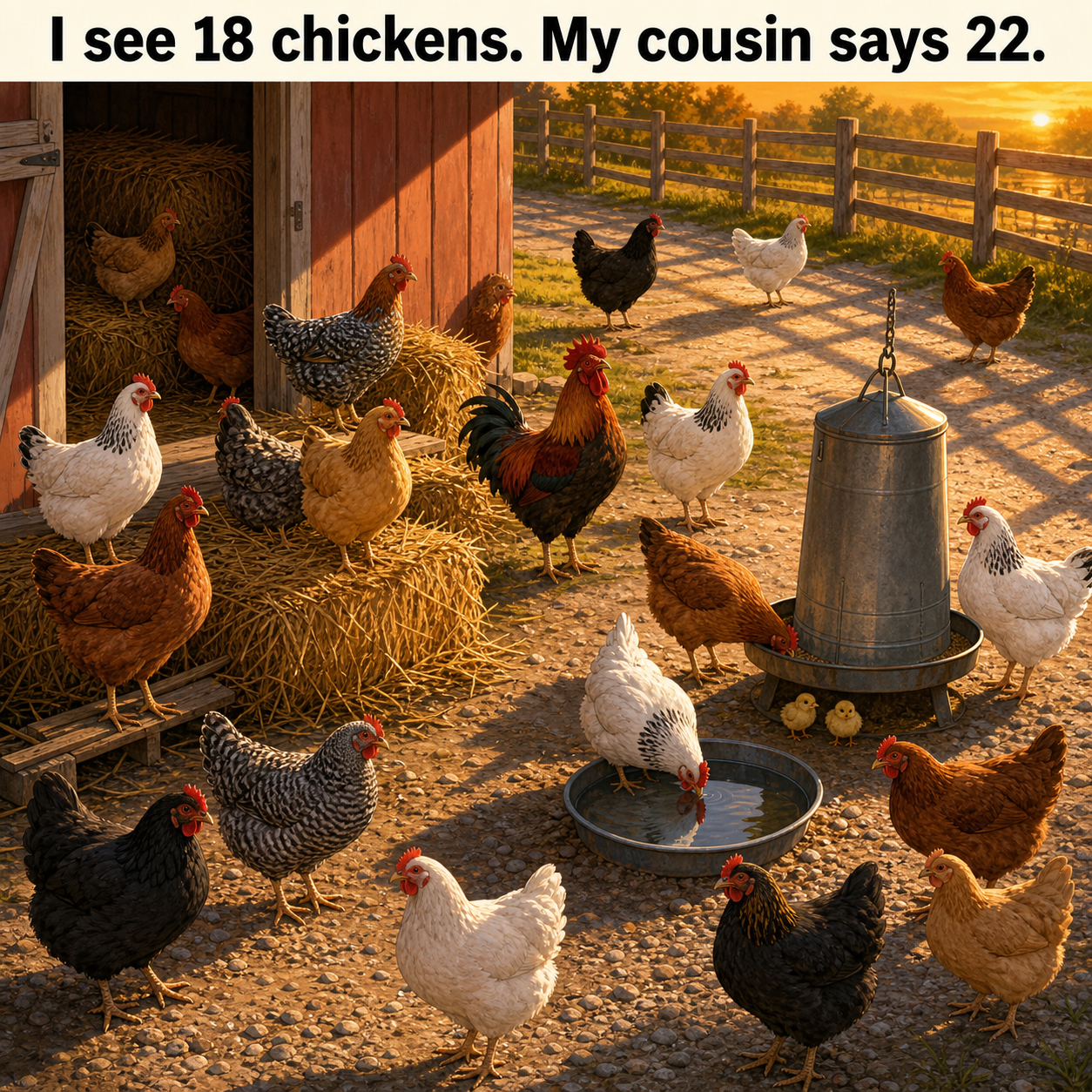 How Many Chickens Are in the Farmyard? Answer