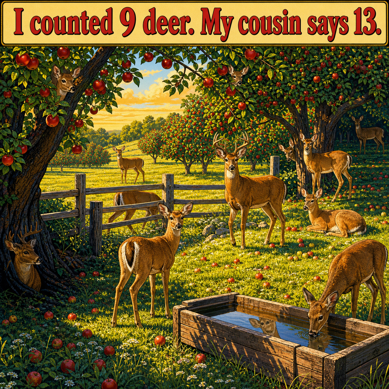 How Many Deer Are in the Apple Orchard? Answer