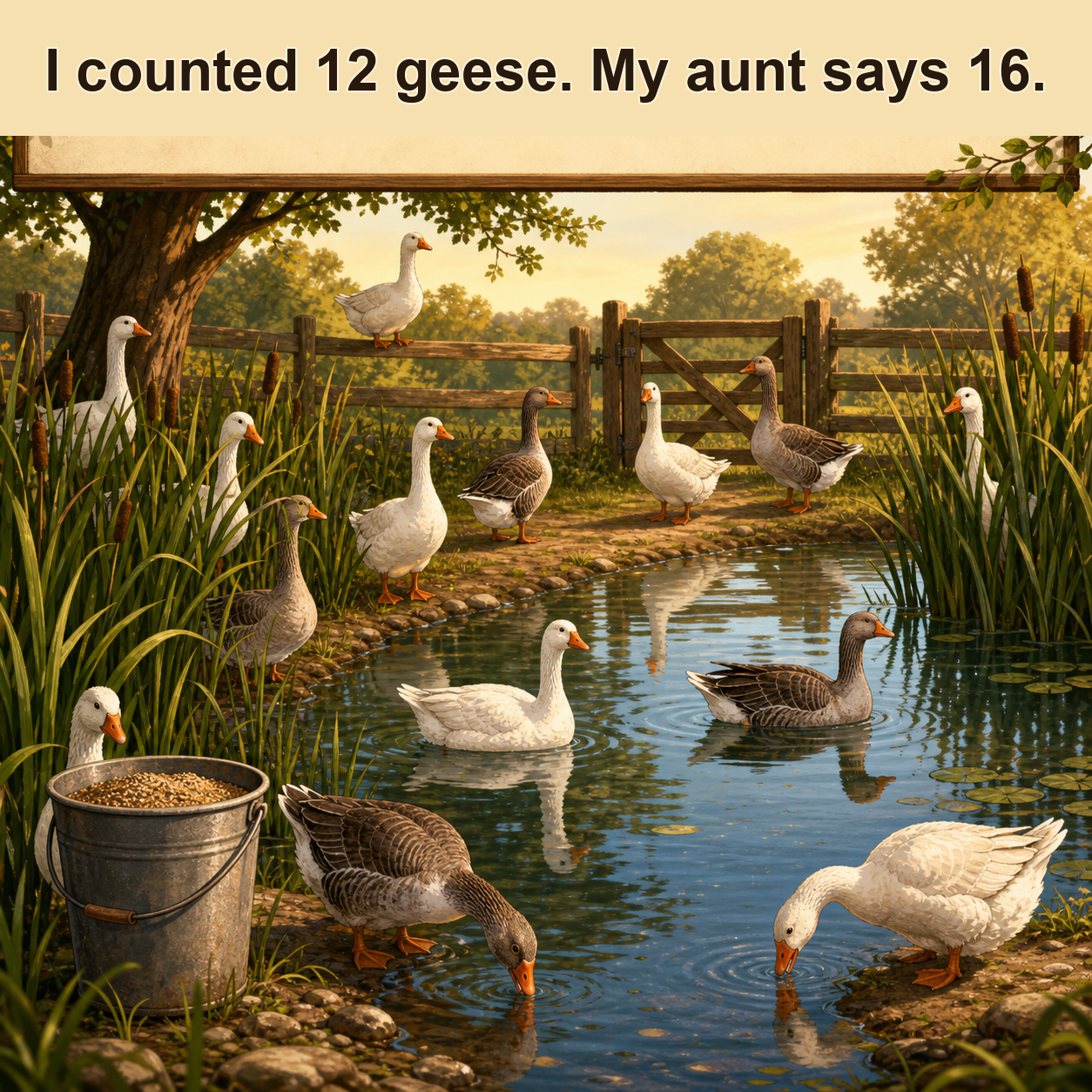 How Many Geese Are at the Farm Pond? Answer