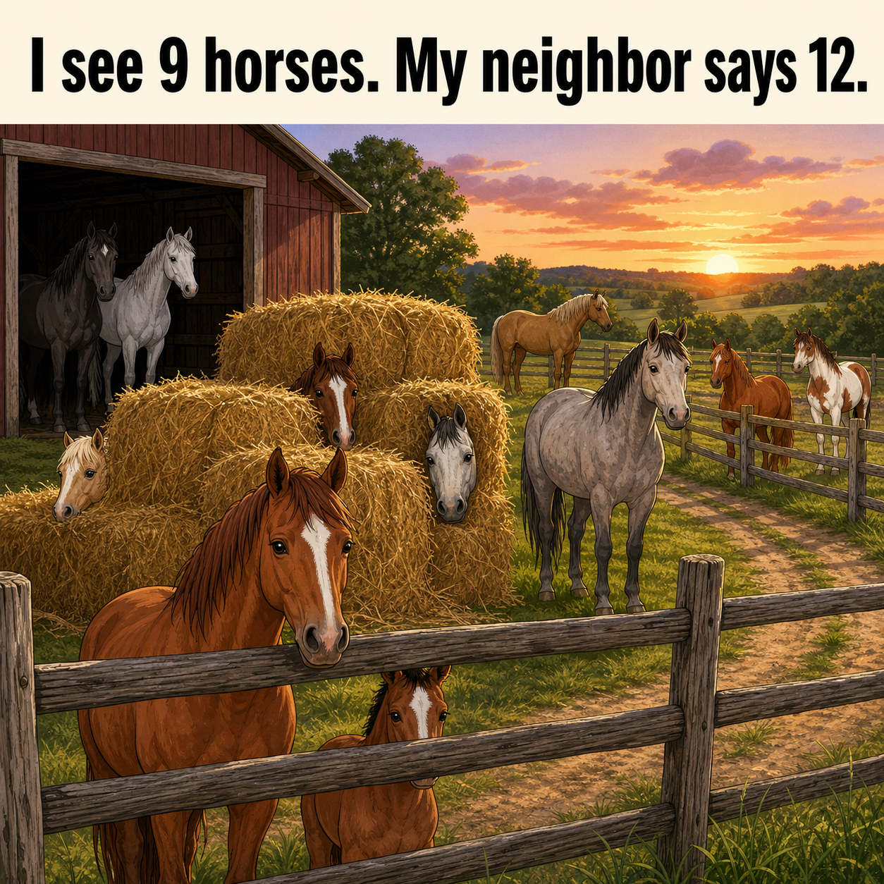 How Many Horses Are in the Split-Rail Pasture? Answer