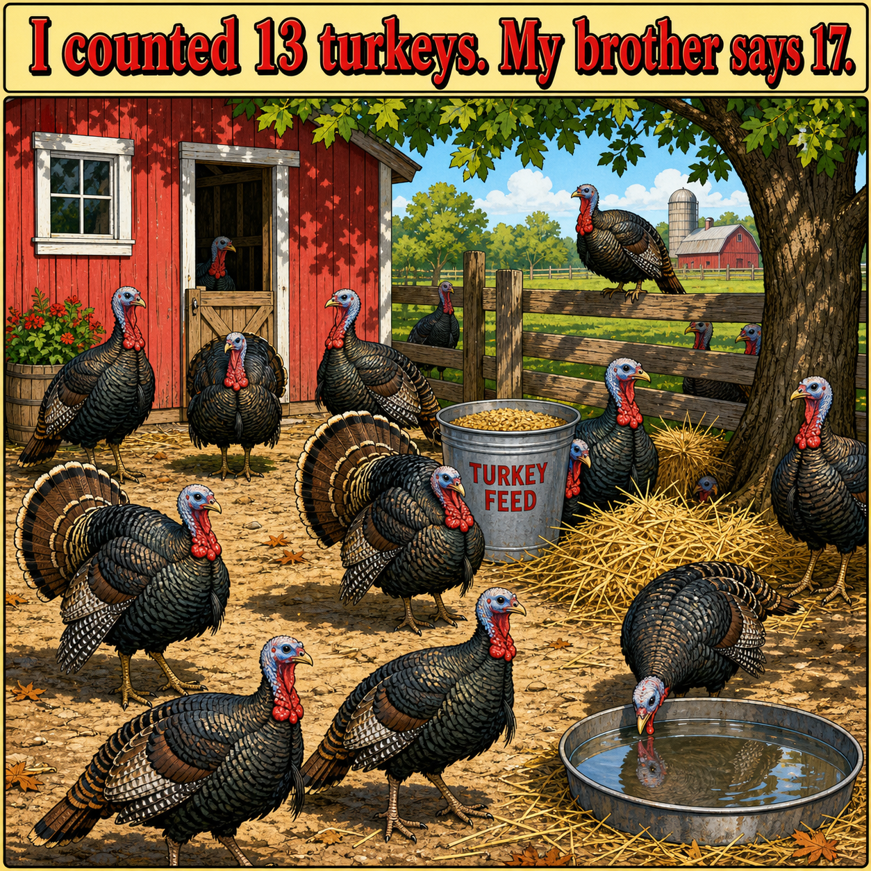 How Many Turkeys Are in the Farmyard? Answer