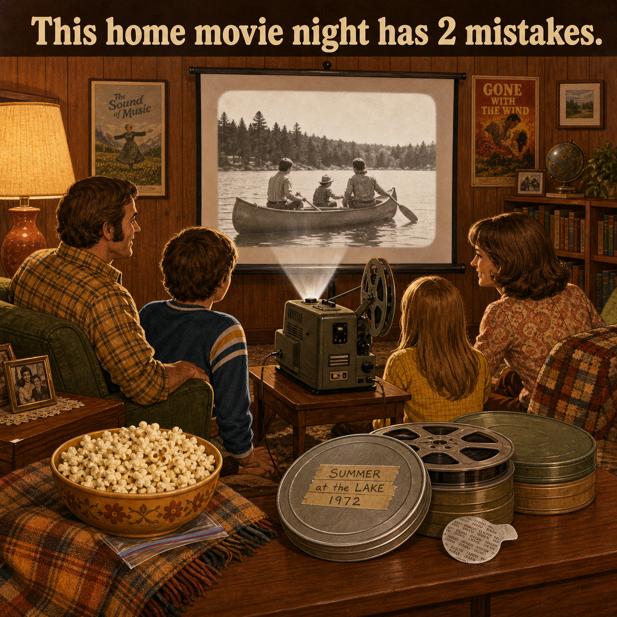 Two Mistakes in This 1970s Home Movie Night: Answer