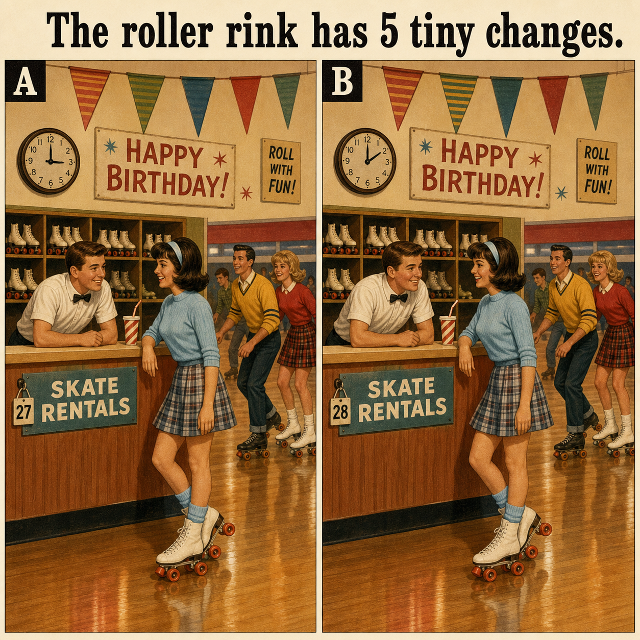 The Roller Rink Has 5 Tiny Changes: Answer