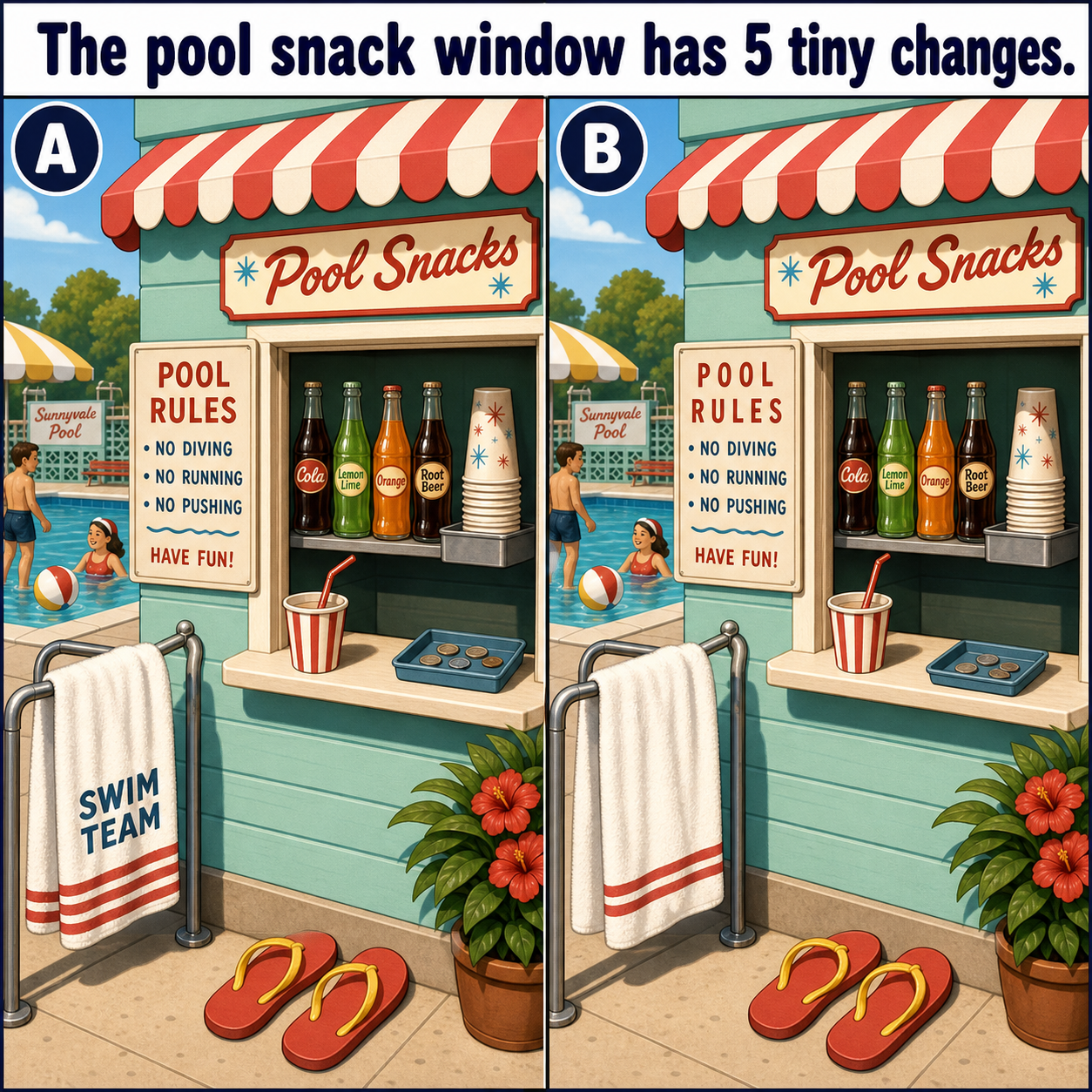 The Pool Snack Window Has 5 Tiny Changes: Answer
