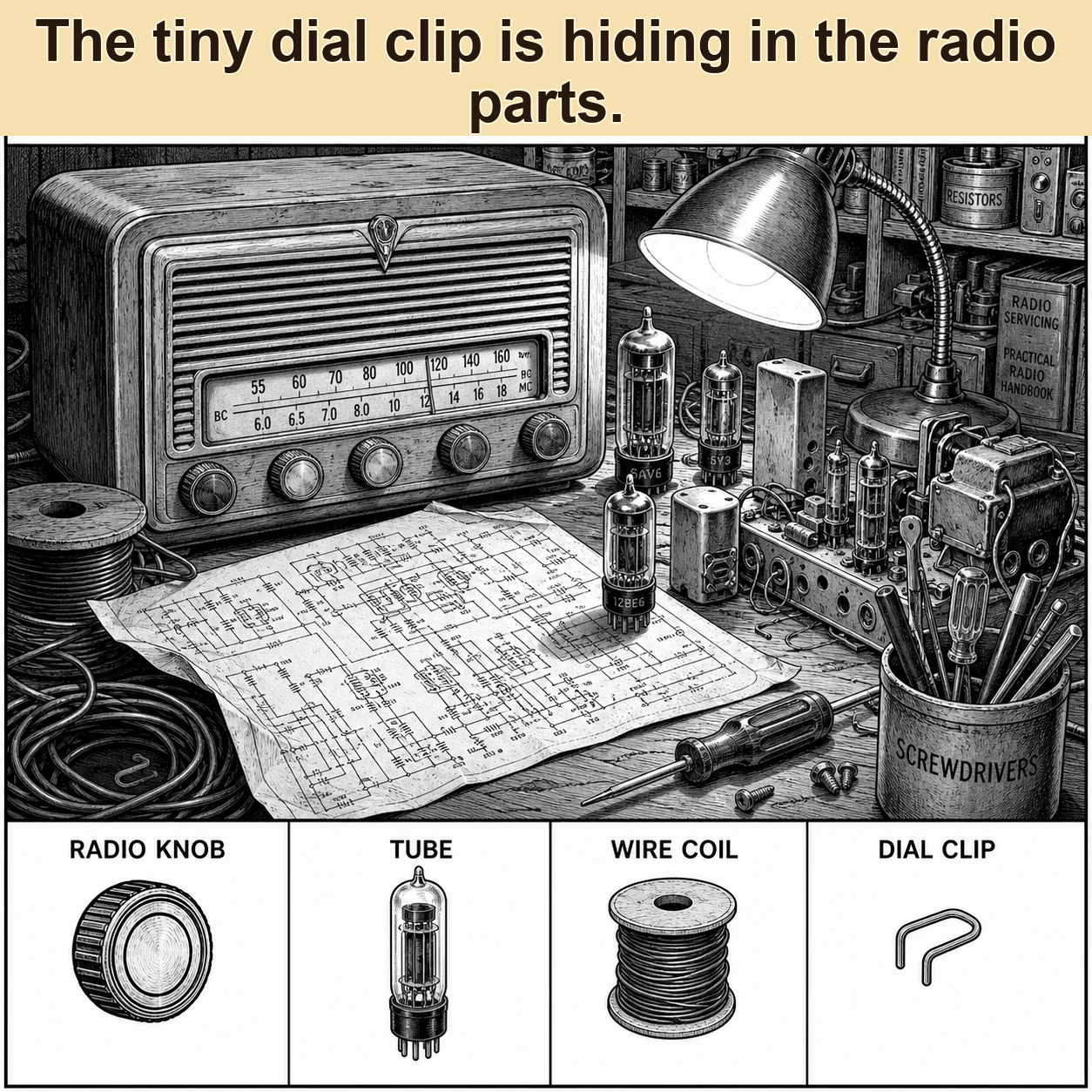 Can You Find the Dial Clip in the Radio Parts?
