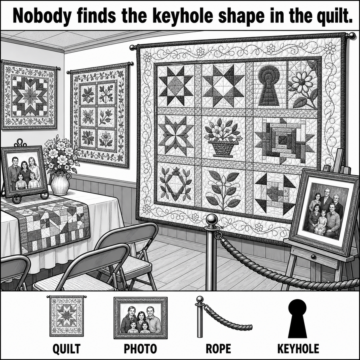 Can You Find the Keyhole Shape in the Quilt?