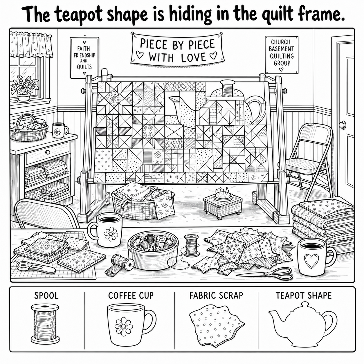 Can You Find the Teapot Shape in the Quilt Frame?