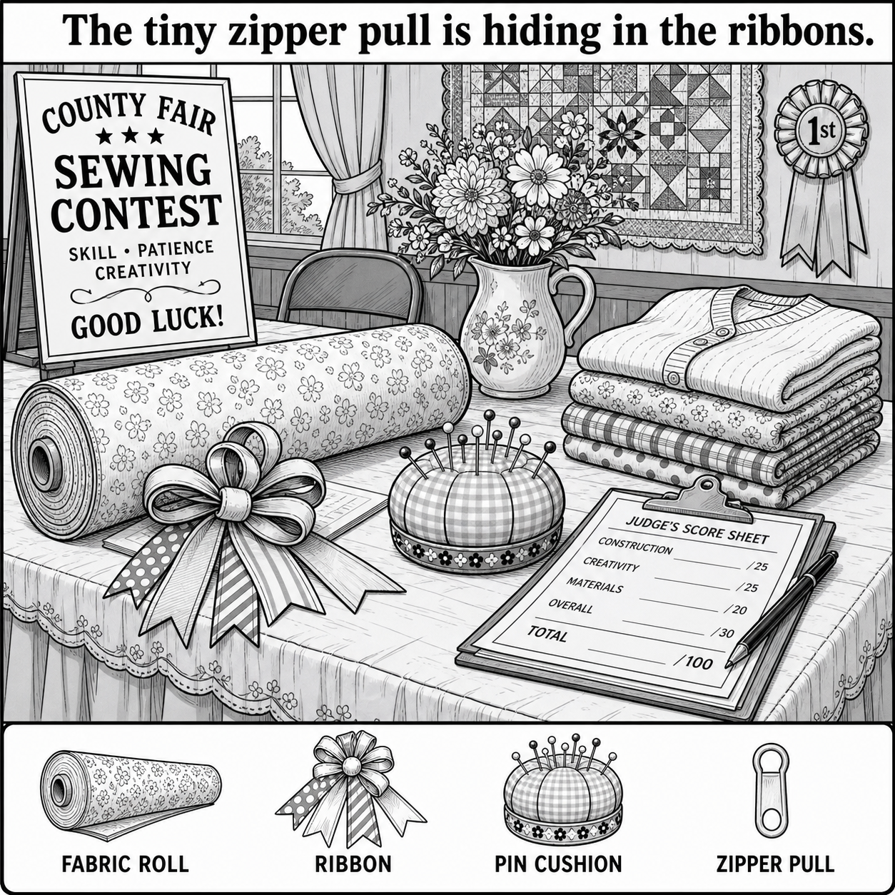 Can You Find the Zipper Pull in the Sewing Contest?
